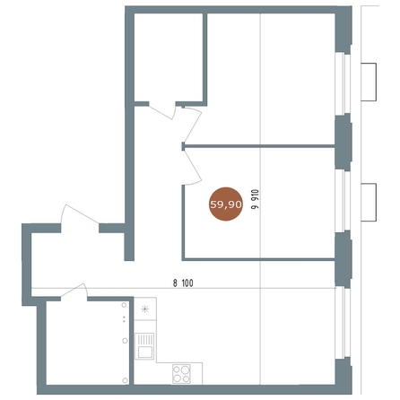 
  Продается 2-комн. квартира 59.9 м², в  1956 Кварталы Телецентра, 3. Фото 2.