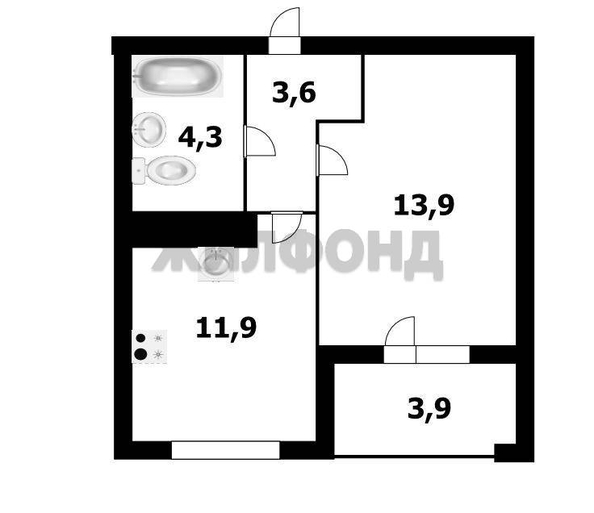 
  Продается 1-комн. квартира 32.3 м², в ЖК Тайгинский парк, дом 1. Фото 16.