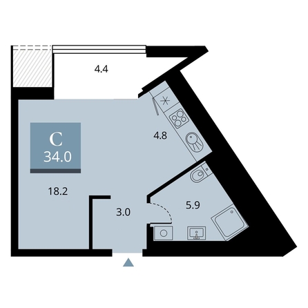 
  Продается студия 34 м², в ЖК Беринг, дом 2. Фото 7.