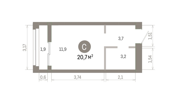 
  Продается студия 20.67 м², в ЖК Европейский берег, дом 45. Фото 1.