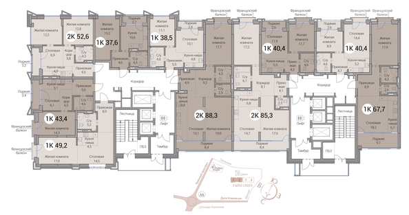 
  Продается 2-комн. квартира 67.7 м², в ЖК Тайм Сквер. Фото 19.
