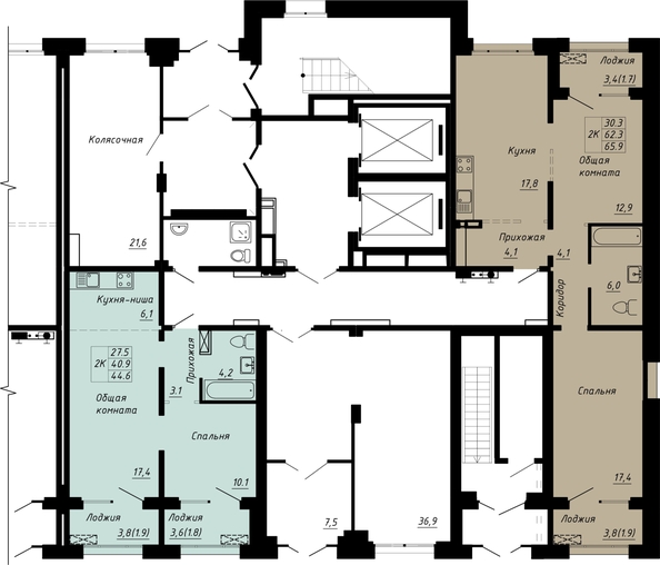 
  Продается 2-комн. квартира 44.6 м², в  Гренландия, Фьорд дом 9. Фото 1.