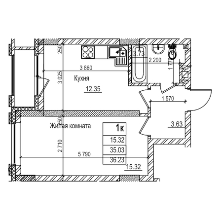 
  Продается 1-комн. квартира 35 м², в ЖК Чернышевский, корп 3.3. Фото 1.