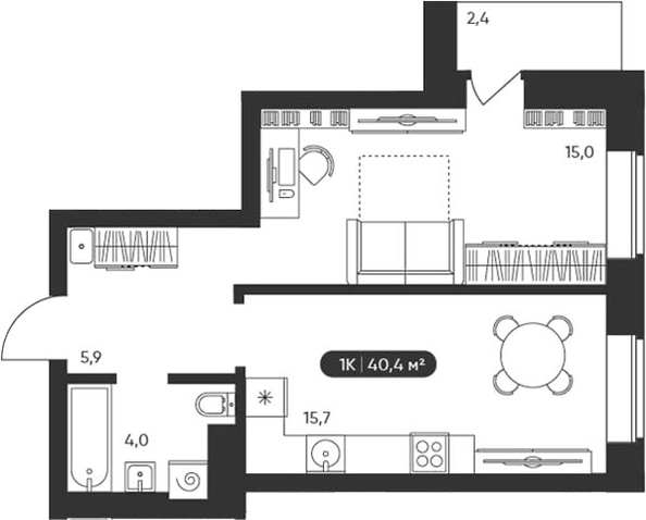 
  Продается 1-комн. квартира 40.4 м², в ЖК Черемушки на Приморской. Фото 1.