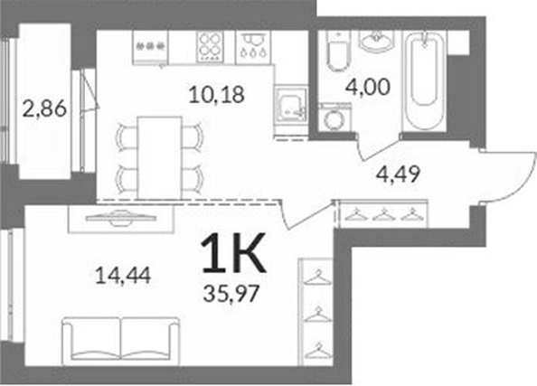 
  Продается 1-комн. квартира 33.11 м², в ЖК Горская Лагуна. Фото 1.