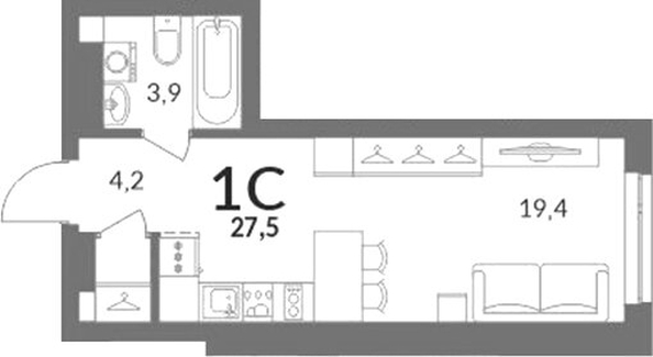 
  Продается студия 27.5 м², в ЖК Горская Лагуна. Фото 1.