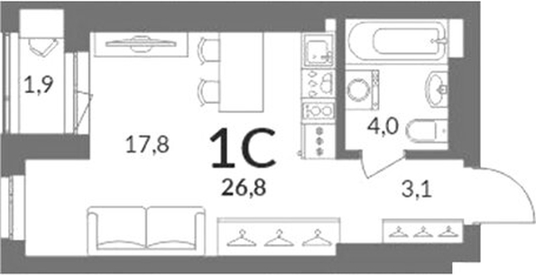 
  Продается студия 25.85 м², в ЖК Горская Лагуна. Фото 1.