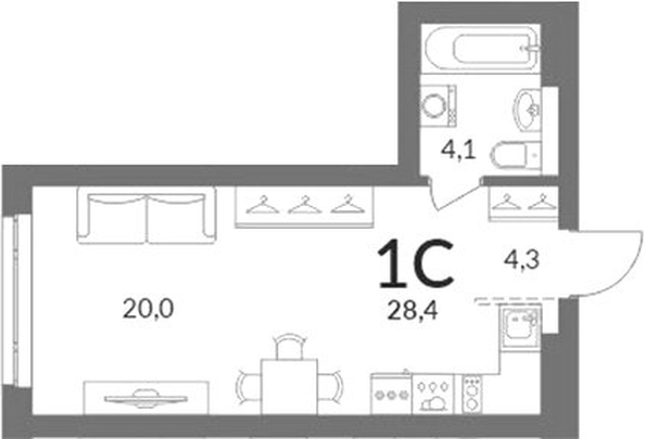 
  Продается студия 28.4 м², в ЖК Горская Лагуна. Фото 1.