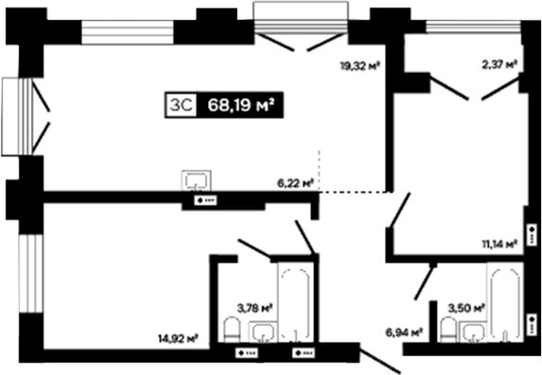 
  Продается 2-комн. квартира 65.82 м², в ЖК Платина. Фото 1.