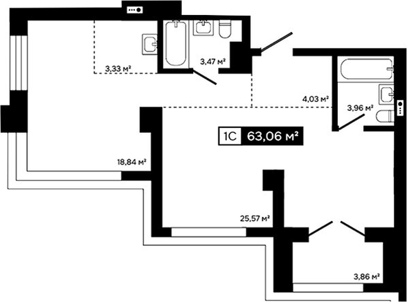 
  Продается 2-комн. квартира 59.2 м², в ЖК Платина. Фото 1.