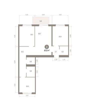 
  Продается 3-комн. квартира 87.03 м², в ЖК Пшеница, дом 5.2. Фото 1.