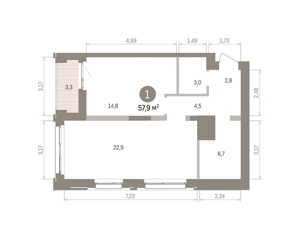 
  Продается 1-комн. квартира 57.85 м², в ЖК Европейский берег, дом 32. Фото 1.