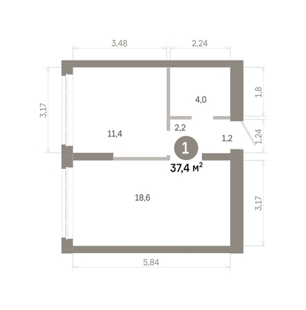 
  Продается 1-комн. квартира 37.37 м², в  Квартал Молодость, дом 1. Фото 2.