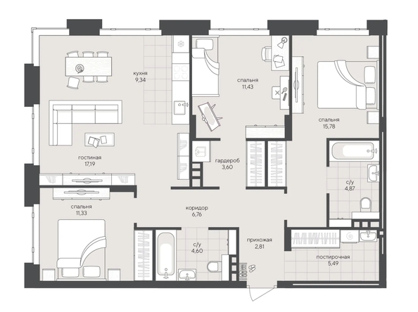 
  Продается 3-комн. квартира 93.2 м², в ЖК Новый Кедровый, дом 2. Фото 1.