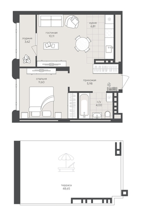
  Продается 1-комн. квартира 67.85 м², в ЖК Новый Кедровый, дом 2. Фото 1.
