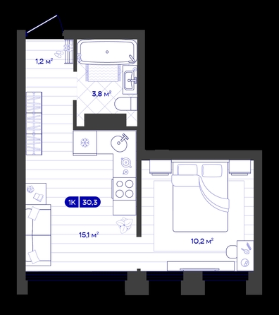 
  Продается 1-комн. квартира 30.31 м², в ЖК Баланс, 4 очередь. Фото 1.