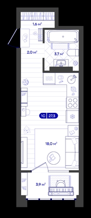 
  Продается студия 27.27 м², в ЖК Баланс, 4 очередь. Фото 1.