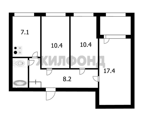 
  Продается 3-комн. квартира 57.7 м². Фото 14.