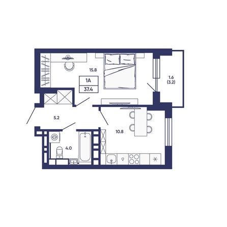 
  Продается 1-комн. квартира 37.4 м², в ЖК Сподвижники, дом 3. Фото 1.