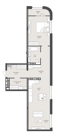 
  Продается 1-комн. квартира 71.23 м², в ЖК Новый Кедровый, дом 2. Фото 1.
