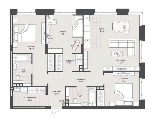 
  Продается 3-комн. квартира 93.23 м², в ЖК Новый Кедровый, дом 2. Фото 1.