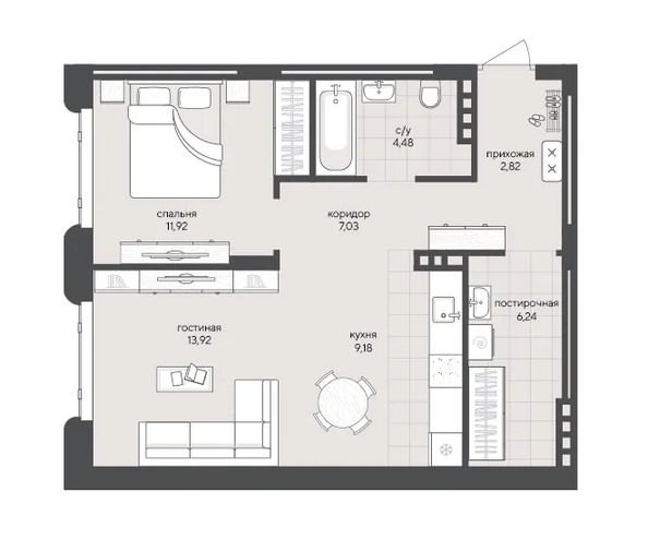 
  Продается 1-комн. квартира 55.59 м², в ЖК Новый Кедровый, дом 2. Фото 1.