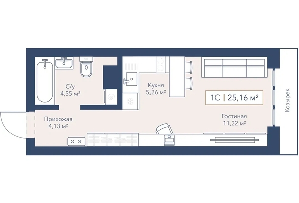 
  Продается студия 25.16 м², в ЖК Виларт, дом 2. Фото 1.