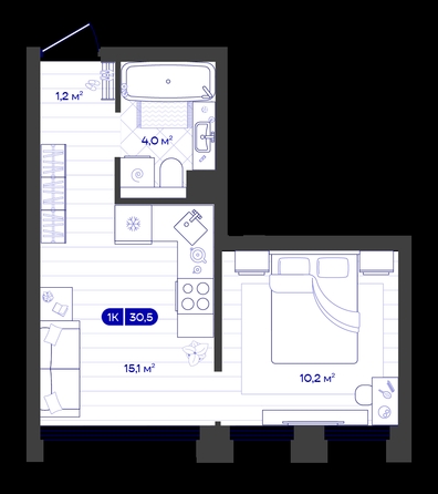 
  Продается 1-комн. квартира 30.49 м², в ЖК Баланс, 4 очередь. Фото 1.