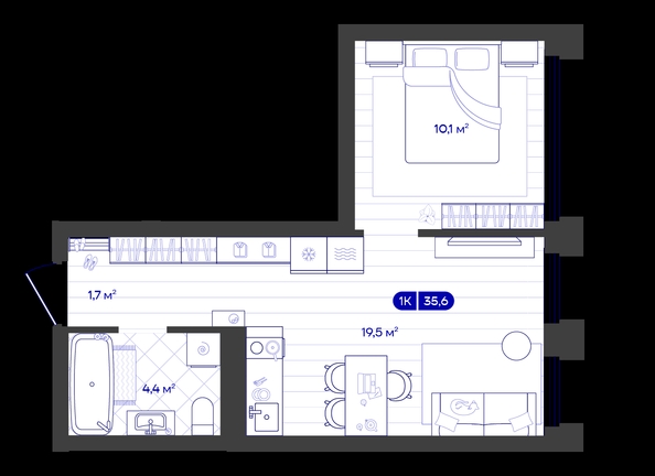 
  Продается 1-комн. квартира 35.61 м², в ЖК Баланс, 4 очередь. Фото 1.