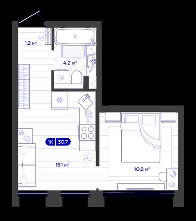 
  Продается 1-комн. квартира 30.72 м², в ЖК Баланс, 4 очередь. Фото 1.