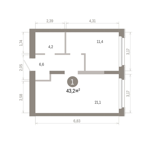 
  Продается 1-комн. квартира 43.17 м², в ЖК Европейский берег, дом 46. Фото 1.