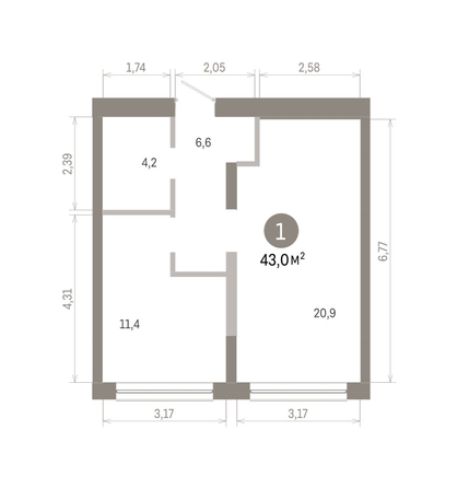 
  Продается 1-комн. квартира 43.02 м², в ЖК Европейский берег, дом 46. Фото 1.