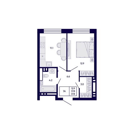 
  Продается 1-комн. квартира 37.8 м², в ЖК Цитатум. Фото 1.