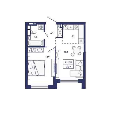 
  Продается 2-комн. квартира 39.7 м², в ЖК Сподвижники, дом 2. Фото 1.