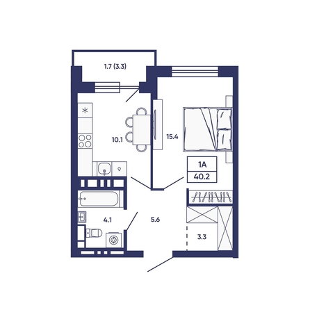 
  Продается 1-комн. квартира 40.2 м², в ЖК Сподвижники, дом 2. Фото 1.