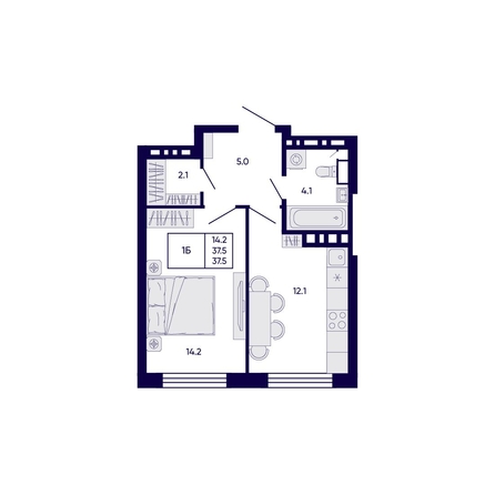 
  Продается 1-комн. квартира 37.5 м², в ЖК Цитатум. Фото 1.