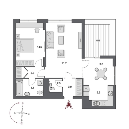 
  Продается 2-комн. квартира 68.24 м², в  Дом Нобель. Фото 2.