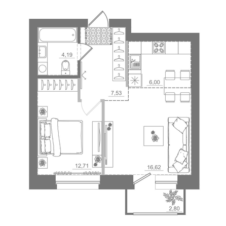 
  Продается студия 49.85 м², в ЖК Спектр, дом 9. Фото 1.