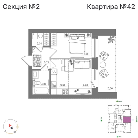 
  Продается студия 47.87 м², в ЖК Спектр, дом 10. Фото 1.