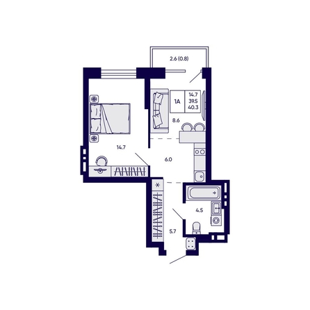 
  Продается 1-комн. квартира 40.3 м², в ЖК Грибоедовский сад. Фото 1.