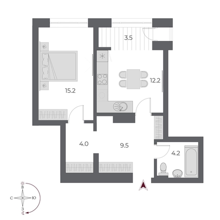 
   Продам 1-комнатную, 48.6 м², ОСКАР, дом 1

. Фото 1.