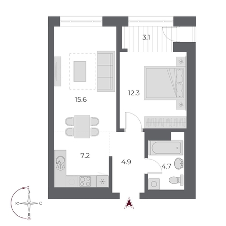 
  Продается 2-комн. квартира 47.8 м², в ЖК ОСКАР, дом 1. Фото 1.