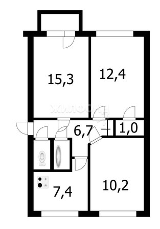 
   Продам 3-комнатную, 57.4 м², Доватора ул, 31/2

. Фото 4.