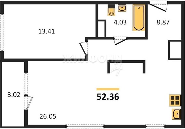 
   Продам 1-комнатную, 52.36 м², Серебряное озеро ул, 14

. Фото 1.