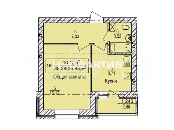
   Продам 1-комнатную, 34.9 м², Романтиков ул, 12

. Фото 16.