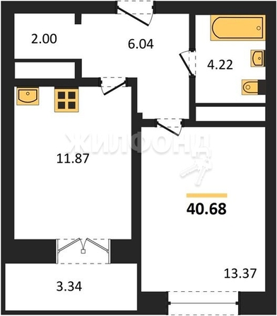 
   Продам 1-комнатную, 40.55 м², Сакура парк, дом 1, сек 1

. Фото 1.