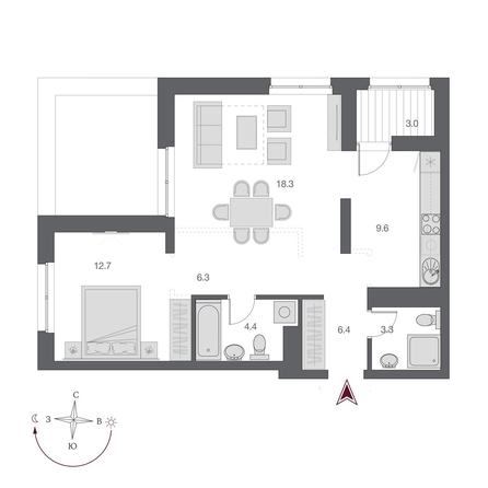 
  Продается 2-комн. квартира, 62.5 м², ЖК Дом Нобель
. Фото 1.