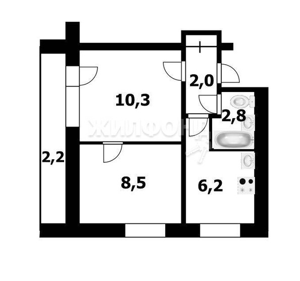 
   Продам 2-комнатную, 32.8 м², Вокзальная магистраль ул, 5

. Фото 14.