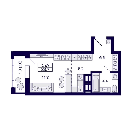 
   Продам студию, 33.7 м², Grando (Грандо)

. Фото 1.