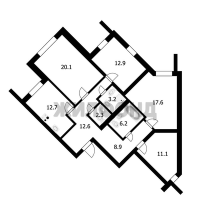 
   Продам 3-комнатную, 107.6 м², Ельцовская ул, 2/3

. Фото 12.